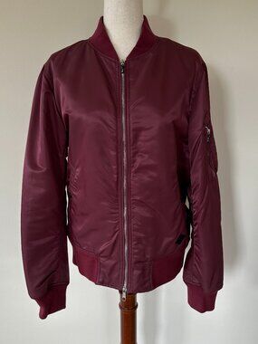 Rag & Bone Burgundy Nylon Oversized Bomber Jacket